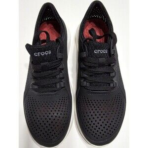 Crocs LiteRide 205234 Lace Up Sneakers Black White Comfort Walking Shoes Women’s